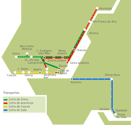 Mapa Trenes Cercanías Lisboa